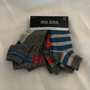 NWT Okie Dokie Socks, 6 pair, 4-6 Toddler, Fits shoe size 8-11